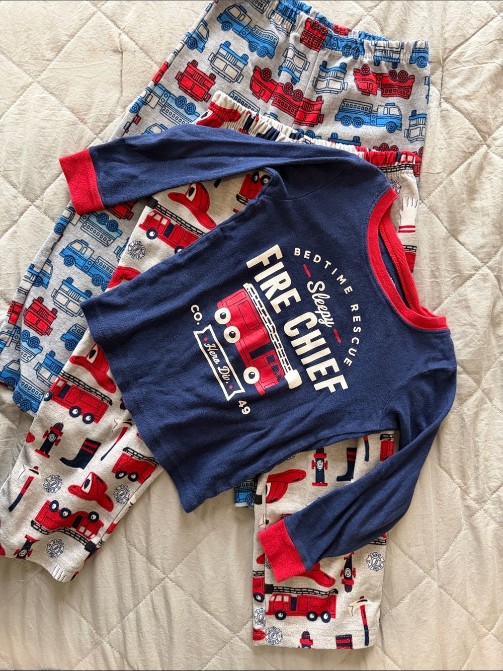 Carter's Navy, Red & Gray Fire Rescue Pajama Set